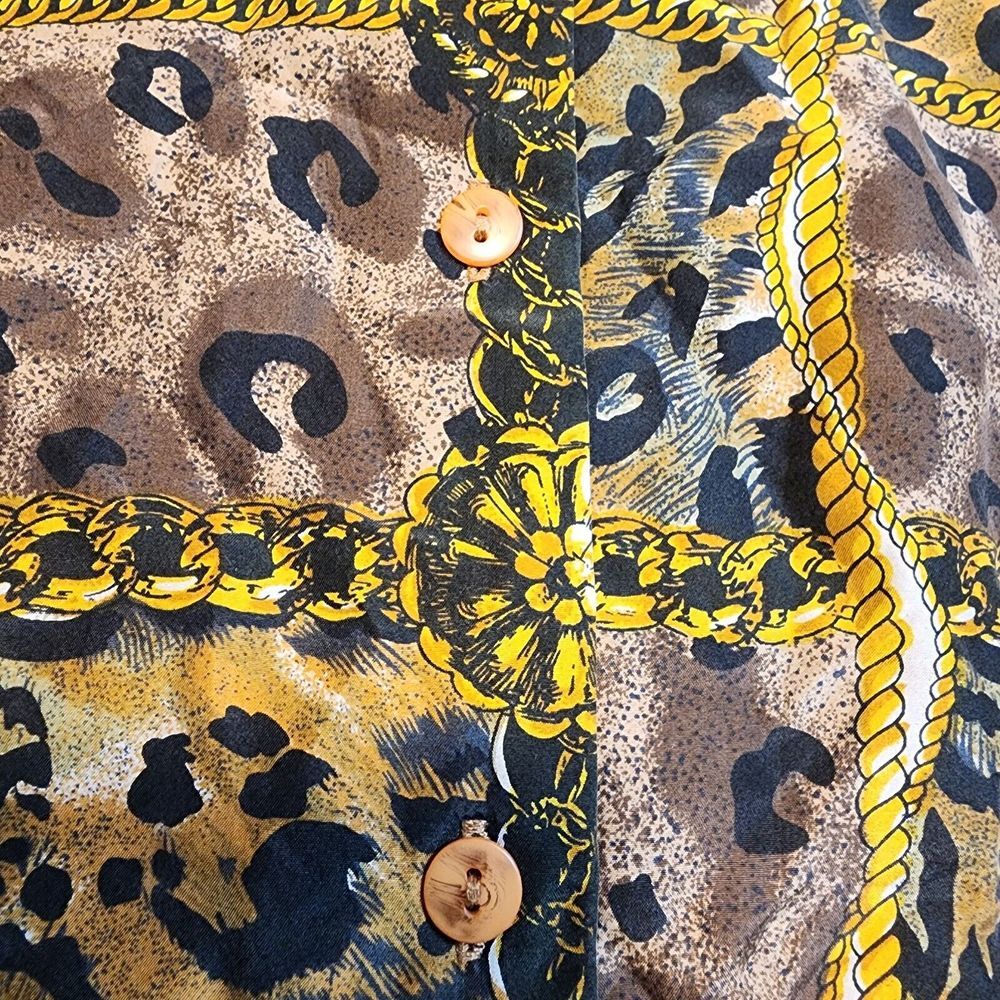 Stunt Collections Vtg Women's Leopard Animal Print‎ Silk Top Blouse Sz Large Nos - Picture 11 of 12